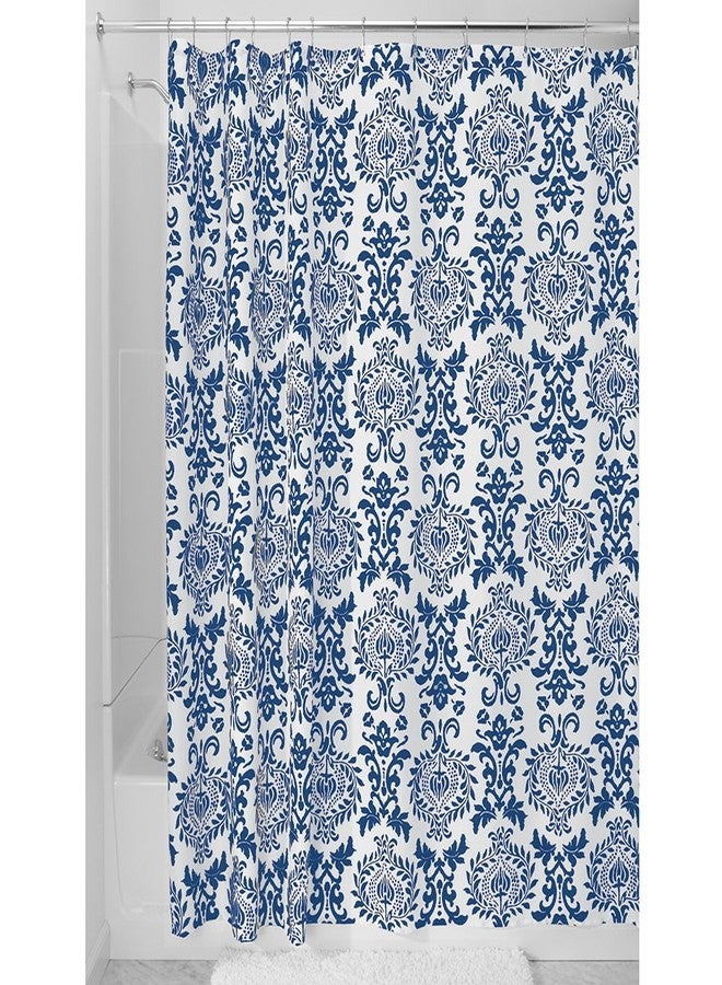 InterDesign Damask Fabric Shower Curtain, Stall 54 x 78, Navy - Image 1