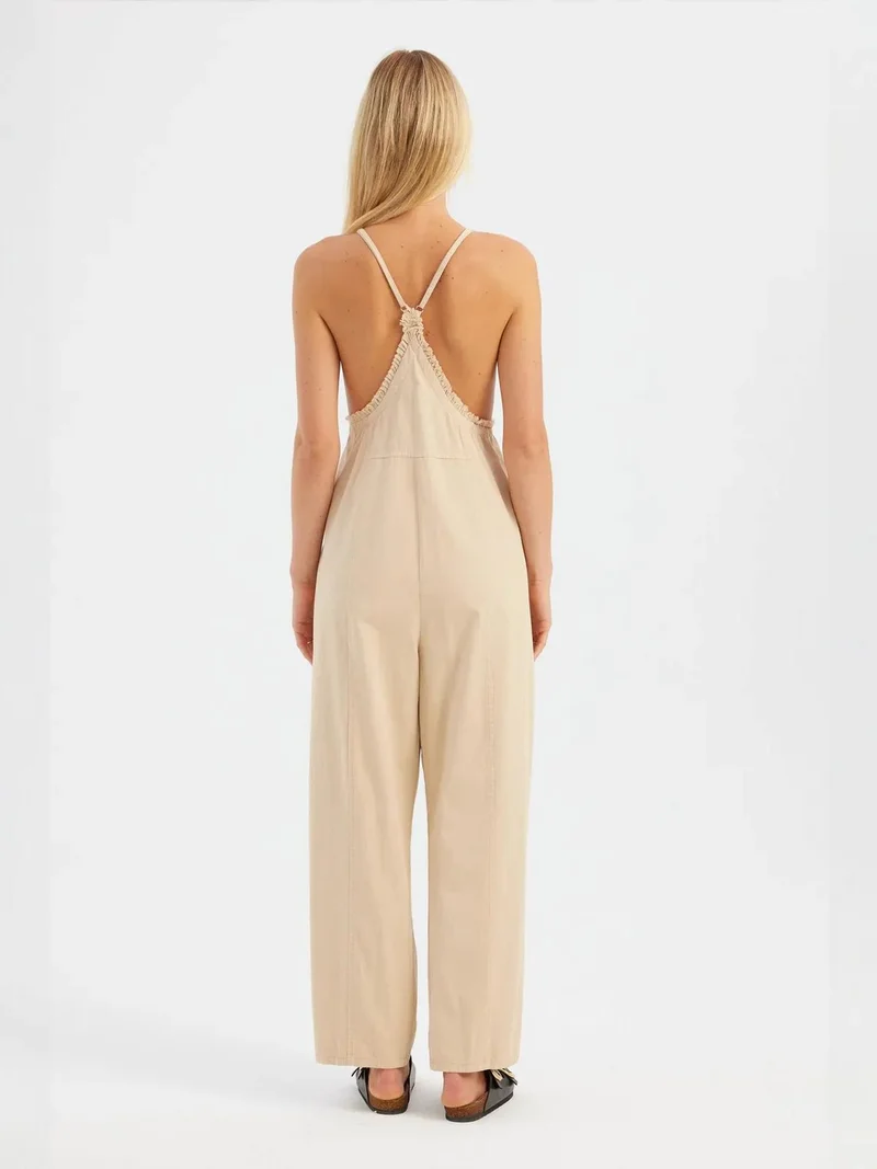 HICCUP  Square Neck Strappy Straight Leg Cotton Jumpsuit for Women | Best Price UAE