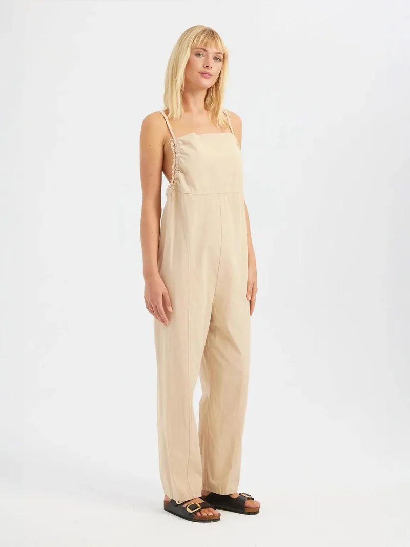 HICCUP  Square Neck Strappy Straight Leg Cotton Jumpsuit for Women | Best Price UAE