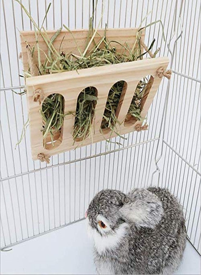 Litewoo Rabbit Hay Rack Manger Feeder Bunny Food Dispenser Wooden Hay Manger Rack Holder for Hamster Chinchilla Guinea Pig Small Animal Cage Accessories (A) - Image 1