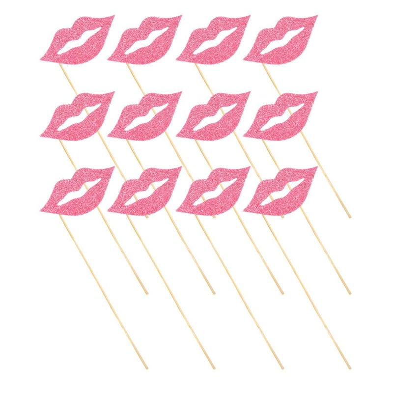 40 Pieces Pink Lip Photo Props Set for Wedding Birthday Party Decorations - Image 2