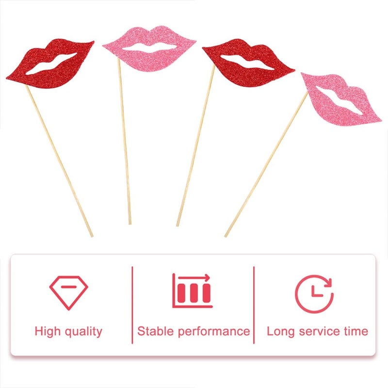 40 Pieces Pink Lip Photo Props Set for Wedding Birthday Party Decorations - Image 4