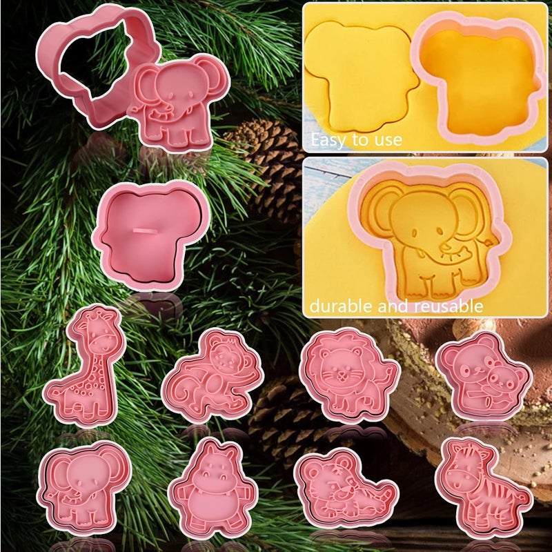 Sakolla Animal Cookie Cutters With Plunger Stamps Set,8 Piece 3D Animal Embossing Cutters For Biscuit Fondant Cheese Baking Molds - Image 4