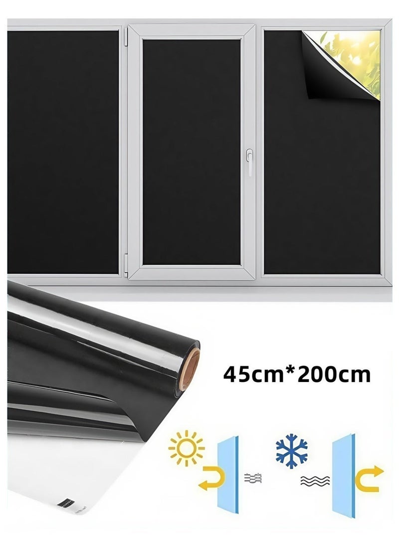 FASHION NOVA Blackout Window Film, 100% Light Blocking,  Total Privacy,  Thermal Insulation Heat Control, Removable Privacy Film, Reusable，Anti UV Dark Window, No Glue, Self Static Cling for Bathroom, Living, Bedroom, Kitchen, Home, 45x200cm - Image 1