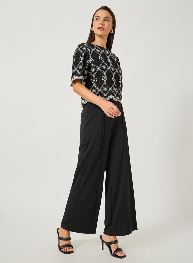 Styli Styli Embroidered Boat Neck Boxy Blouse  - Image 2