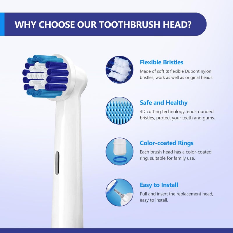 PEPECARE 8 Pack Replacement Brush Heads Compatible Toothbrush Heads for Braun Oral-B Professional Care 500 600 1000 2000 2500 3000 5000 7000 and More Vitality Pro Smart Genius Electric Toothbrushes - Image 4