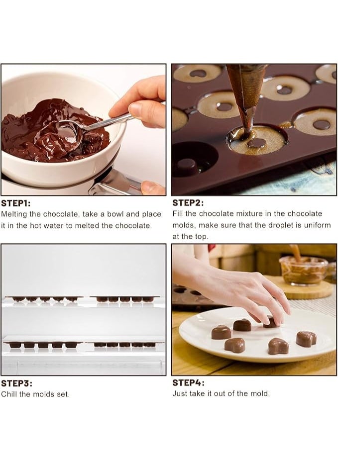 مجموعة قوالب شوكولاتة سيليكون من 3 قطع - قالب شوكولاتة سيليكون غير لاصق للمطبخ، للحلوى، الكوكيز، البودينغ، مكعبات الثلج. قوالب شوكولاتة فاخرة لتزيين الكيك والخبز، قوالب غير لاصقة لصنع الشوكولاتة، المعمول، والثلج (بأشكال متنوعة عشوائيًا). - Image 4