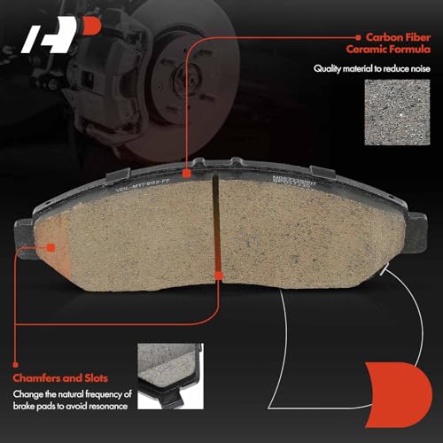 A-Premium مجموعة وسادات فرامل سيراميك أمامية A-Premium متوافقة مع هوندا بايلوت 2016-2022، ريدجلاين 2017-2023 وأكورا MDX 2014-2020، 4 قطع - Image 3