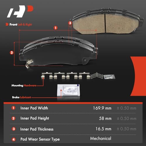 A-Premium مجموعة وسادات فرامل سيراميك أمامية A-Premium متوافقة مع هوندا بايلوت 2016-2022، ريدجلاين 2017-2023 وأكورا MDX 2014-2020، 4 قطع - Image 5