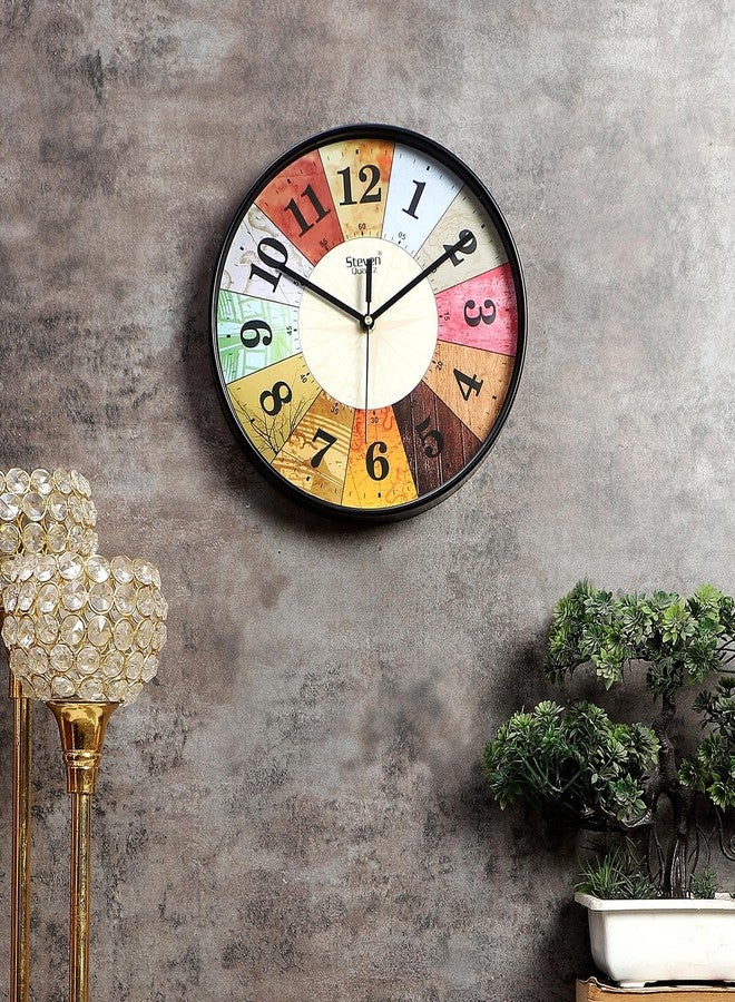 Ximdeco Multi-Color Round Dial Abstract Wall Clock - Stylish 8-Inch Analog Clock with Black Frame | Perfect for Living Room, Bedroom, or Kitchen Decor | Unique Gift Idea - Image 1
