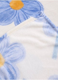 LUNA Home Fleece blanket 200*230cm is a very soft blue flannel blanket with a floral pattern.  - Image 2