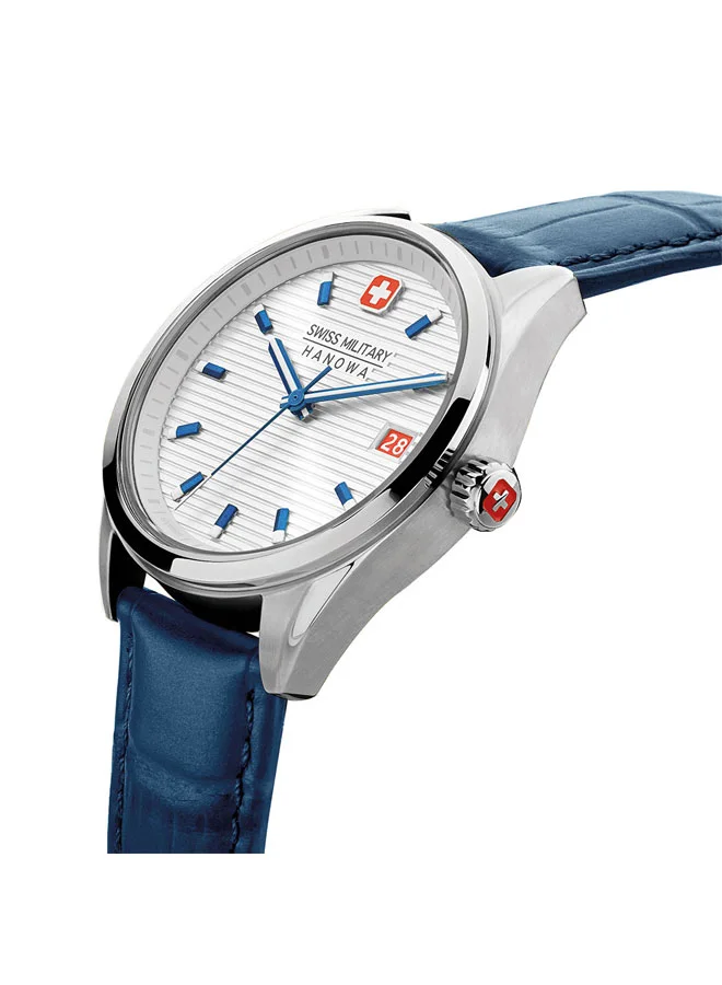 سويس ميليتري هانوا Swiss Military Roadrunner Watch For Men With Blue Leather Strap 40mm 10ATM - SMWGB2200103