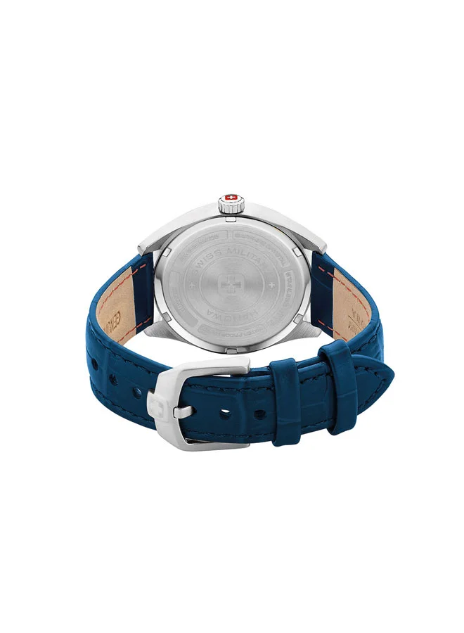 سويس ميليتري هانوا Swiss Military Roadrunner Watch For Men With Blue Leather Strap 40mm 10ATM - SMWGB2200103