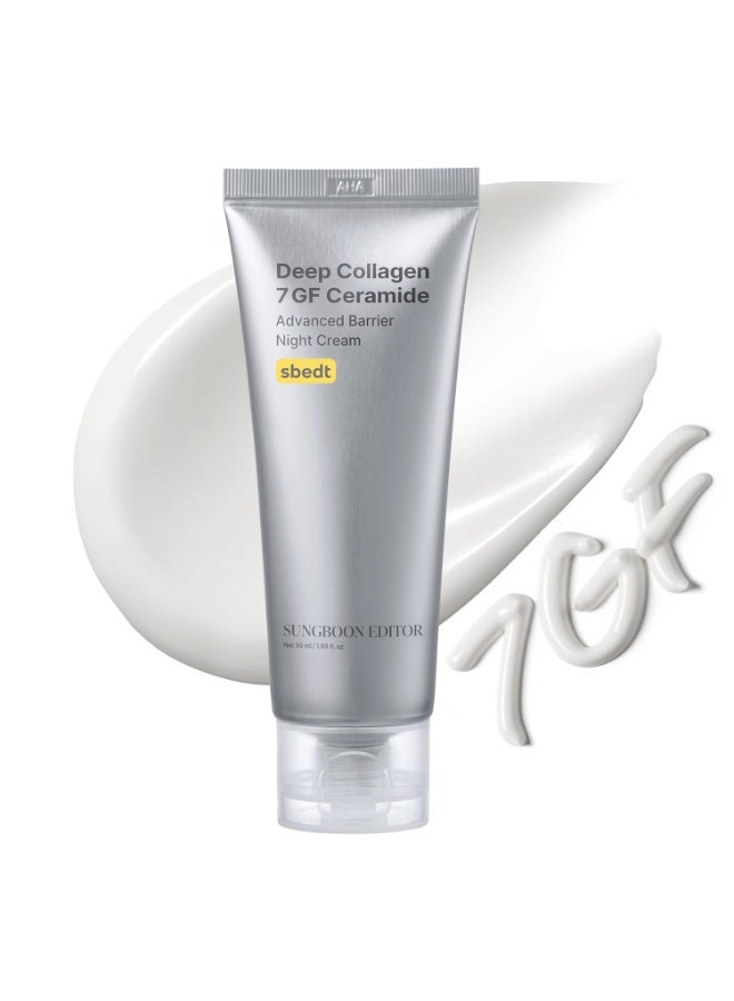 SUNGBOON EDITOR Deep Collagen 7GF Korean Night Cream for Face and Neck, Advanced Skincare Formula & Nighttime Moisturizer, 5 Ceramides & Retinol, Firm-Looking/Barrier-Supporting 50ml - Image 1