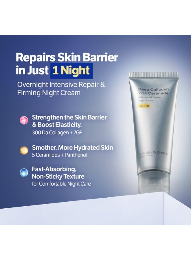 SUNGBOON EDITOR Deep Collagen 7GF Korean Night Cream for Face and Neck, Advanced Skincare Formula & Nighttime Moisturizer, 5 Ceramides & Retinol, Firm-Looking/Barrier-Supporting 50ml - Image 4