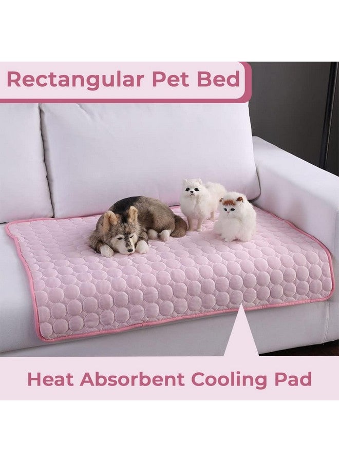 Hearts Rectangular Dog & Cat Bed|Premium Cool Ice Silk With Polyester With Bottom Mesh|Multi-Utility Self-Cooling Pad For Dog & Cat|Light-Weight & Durable Dog Bed|Zqcj001P-Xs|Pink - Image 3