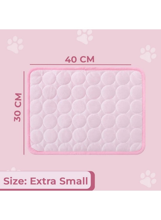 Hearts Rectangular Dog & Cat Bed|Premium Cool Ice Silk With Polyester With Bottom Mesh|Multi-Utility Self-Cooling Pad For Dog & Cat|Light-Weight & Durable Dog Bed|Zqcj001P-Xs|Pink - Image 2