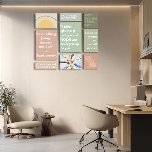 Kuiluuye 9Pieces Framed Canvas Set Motivational Wall Decor Office Inspirational Wall Art Motivational Quotes Posters Positive Affirmation Office Wall Decor Office Wall Art Living Room Bedroom Prints Artwork - Image 3