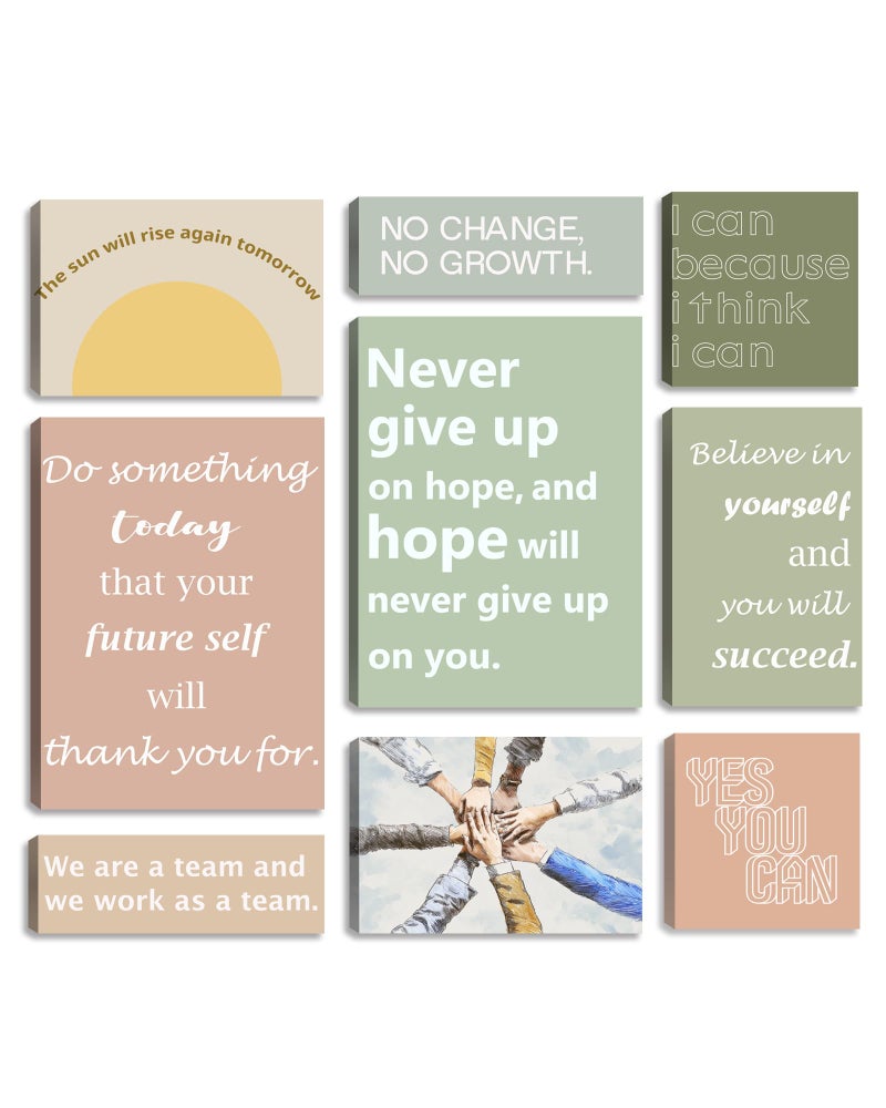 Kuiluuye 9Pieces Framed Canvas Set Motivational Wall Decor Office Inspirational Wall Art Motivational Quotes Posters Positive Affirmation Office Wall Decor Office Wall Art Living Room Bedroom Prints Artwork - Image 2
