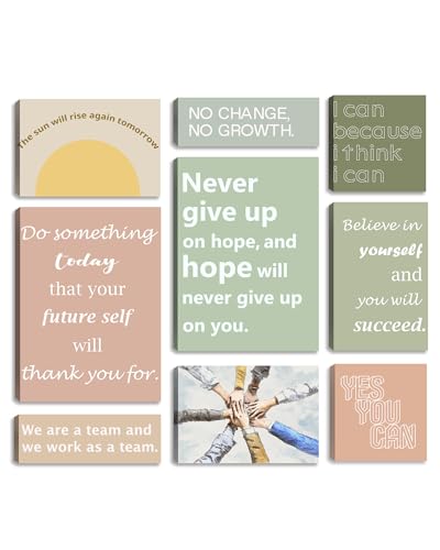 Kuiluuye 9Pieces Framed Canvas Set Motivational Wall Decor Office Inspirational Wall Art Motivational Quotes Posters Positive Affirmation Office Wall Decor Office Wall Art Living Room Bedroom Prints Artwork - Image 1
