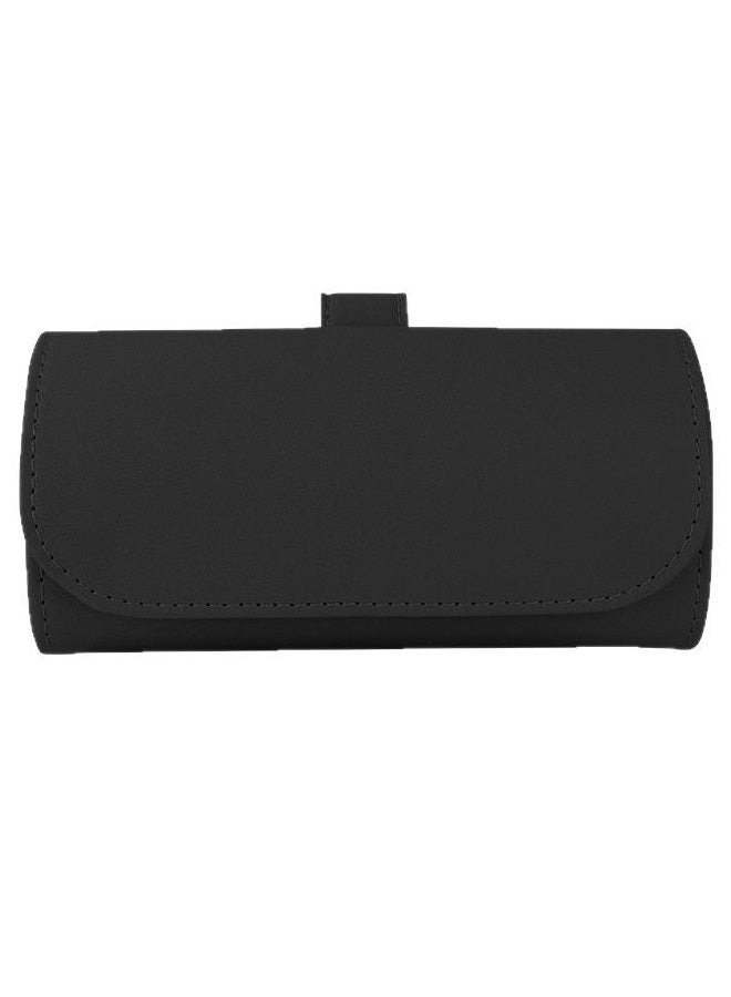 حامل نظارات من الجلد لواقي الشمس للسيارة، حافظة لحمل النظارات الشمسية للسيارة مع إغلاق مغناطيسي مخفي - Image 1