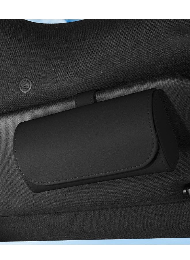 حامل نظارات من الجلد لواقي الشمس للسيارة، حافظة لحمل النظارات الشمسية للسيارة مع إغلاق مغناطيسي مخفي - Image 2