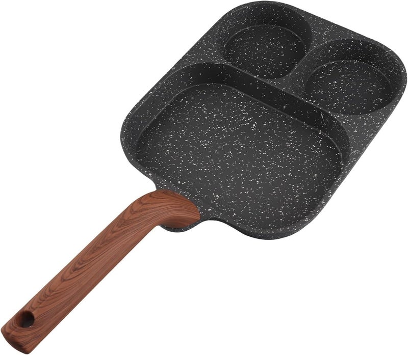 N-stick Egg Frying Pan, 3-section Breakfast Pan With Removable Handle For Omelettes, Steaks, And Pancakes - Ideal For Easy Cooking And Cleanup Single Bottom - Image 4
