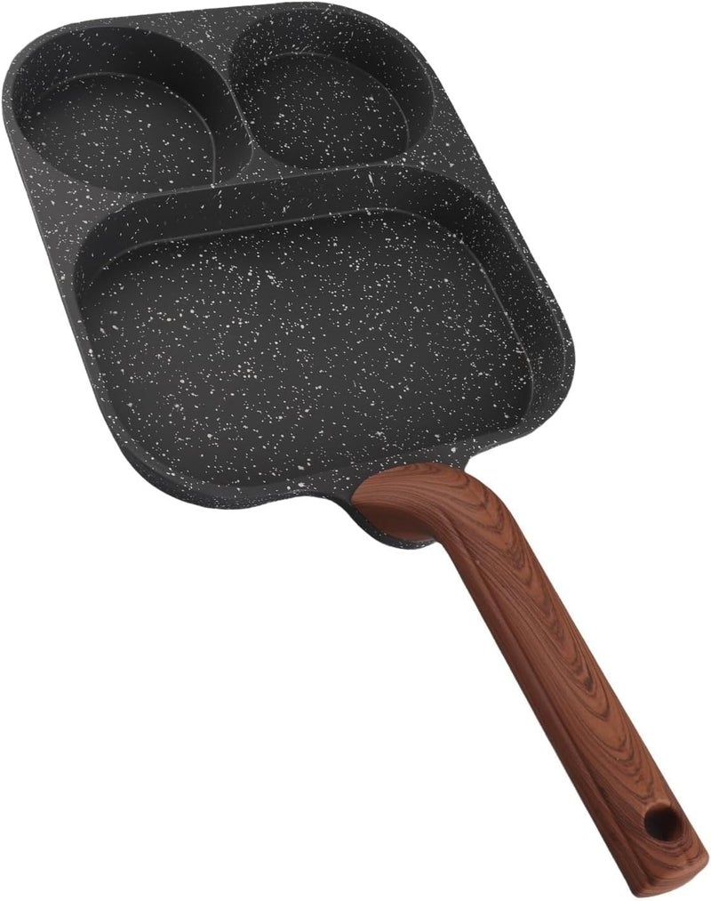 N-stick Egg Frying Pan, 3-section Breakfast Pan With Removable Handle For Omelettes, Steaks, And Pancakes - Ideal For Easy Cooking And Cleanup Single Bottom - Image 3