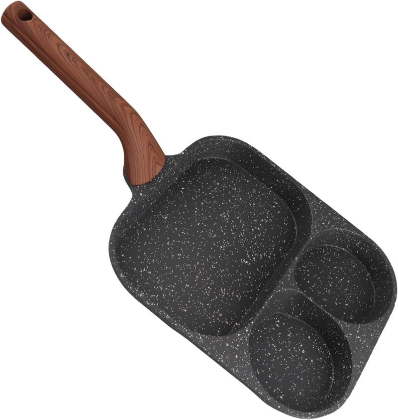 N-stick Egg Frying Pan, 3-section Breakfast Pan With Removable Handle For Omelettes, Steaks, And Pancakes - Ideal For Easy Cooking And Cleanup Single Bottom - Image 2