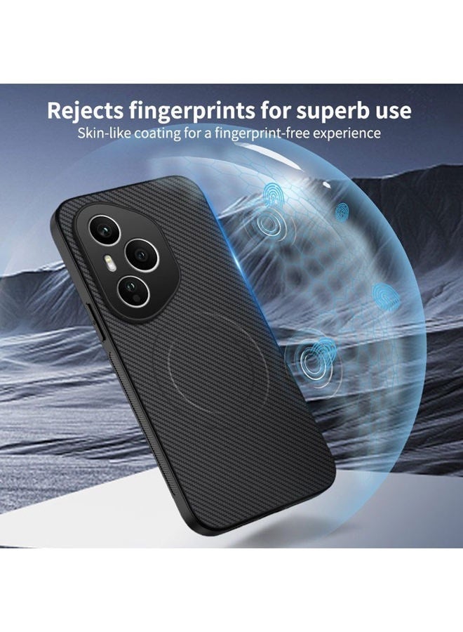 for  Honor 400 Pro Case, Premium Twill Texture Magnetic Case, Raised Camera Lens Protection，Military Grade，Fashion Shockproof   Honor 400 Pro  Cover，Comfortable Touch，Black - Image 4