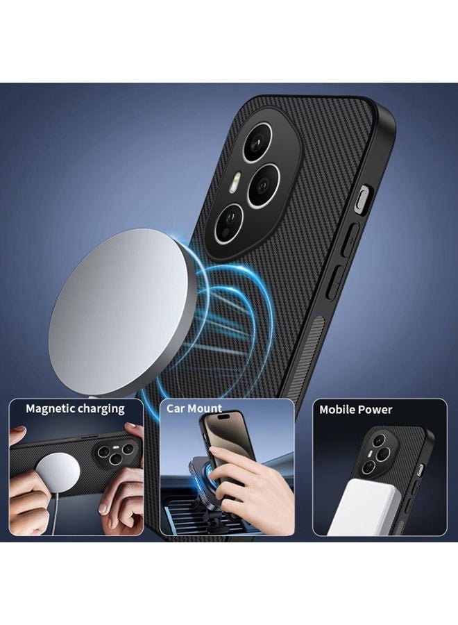 for  Honor 400 Pro Case, Premium Twill Texture Magnetic Case, Raised Camera Lens Protection，Military Grade，Fashion Shockproof   Honor 400 Pro  Cover，Comfortable Touch，Black - Image 3