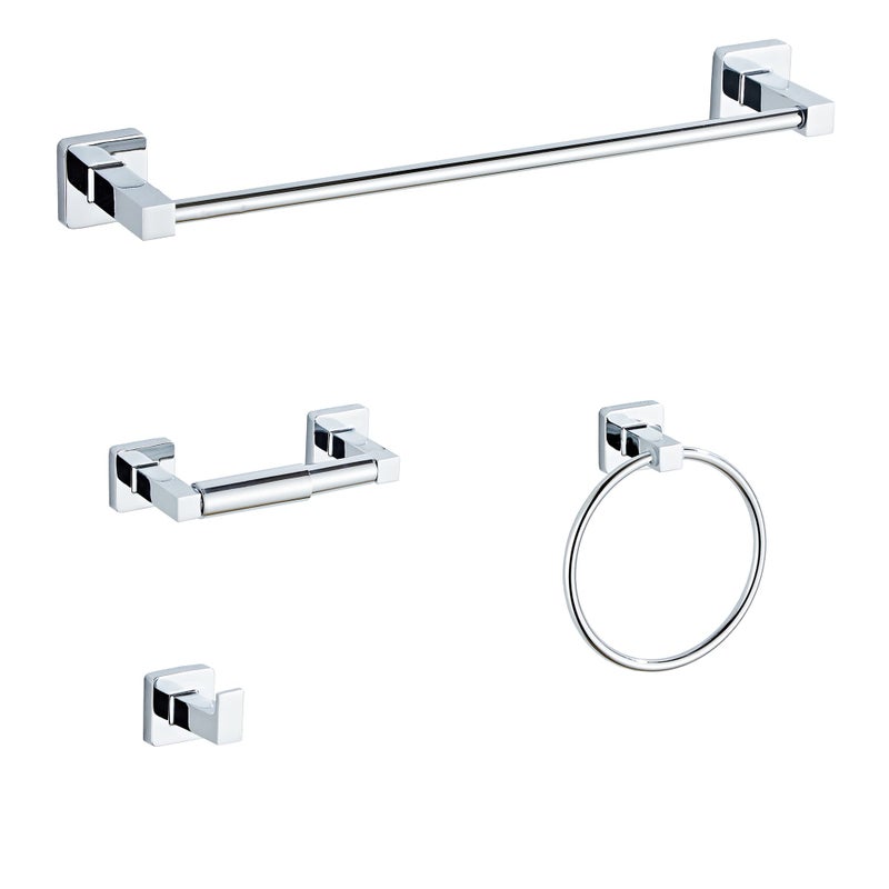 Chrome Bathroom Hardware Set 4 PiecesBathroom Accessories Set Stainless Steel Wall Mounted Hand Towel Bar Towel Ring Robe Towel HooksToilet Paper HolderTowel Bar Set 236 Inch