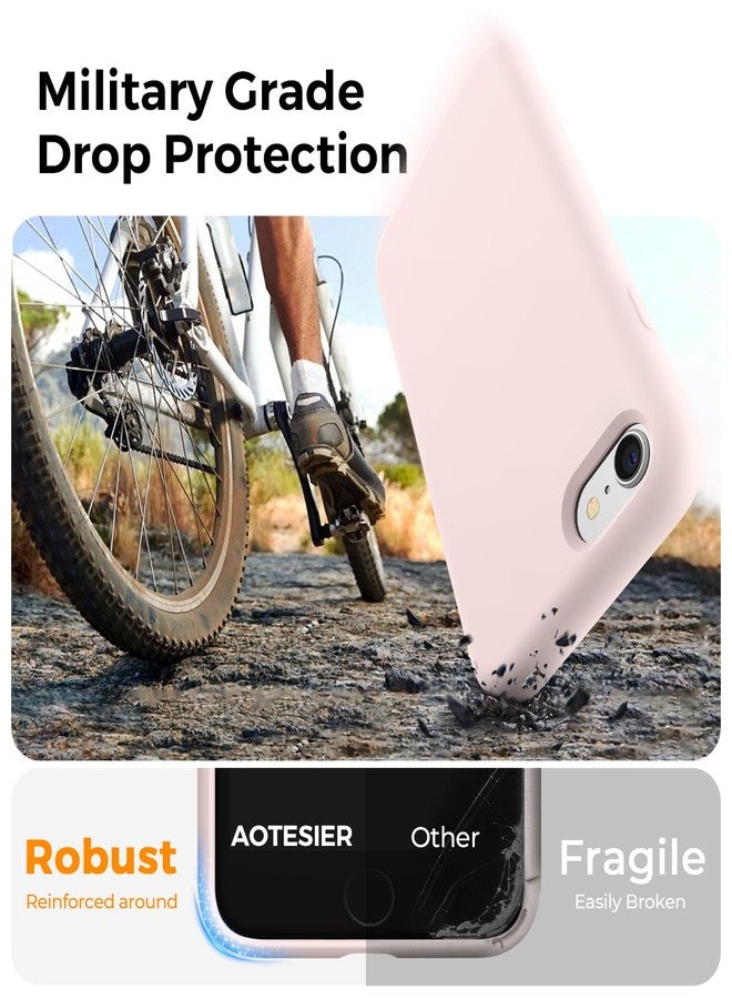 AOTESIER Slim Silicone Case for iPhone SE 2020 Case/iPhone SE 2022/iPhone 7/8 Case 4.7 inch,Premium Liquid Silicone Rubber Full Body Military Shockproof Protective Phone Case, Chalk Pink - Image 3