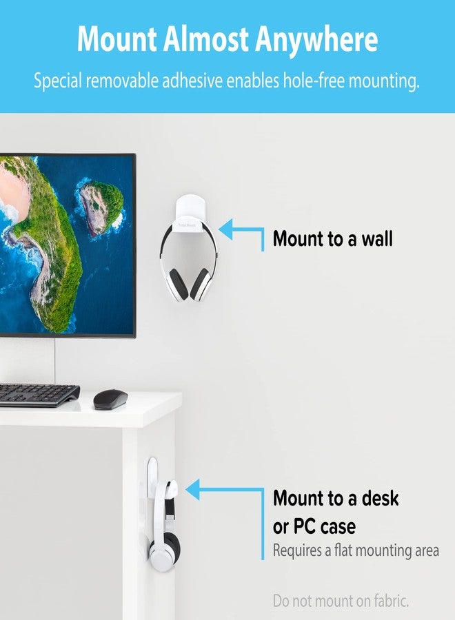TotalMount for Headphones - Will Not Damage Your Wall With Screws or Permanent Adhesive (Premium White - One Pack) - Image 4