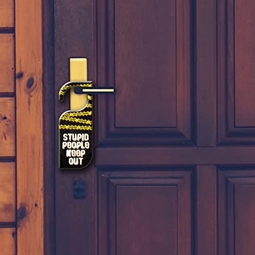 Yey Door Hanger Stupid People Keep Out - Door Sign/Door Knob Tag (Pack of 1, 8x3 inches, MDF Wooden Material) - Image 2