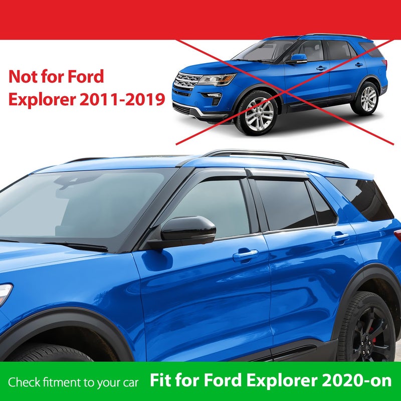 Goodyear Shatterproof Window Deflectors for Ford Explorer 2020-2026, Tape-on Rain Guards, Window Visors, Vent Deflector Visor,Car Accessories,4 pcs. - GY003263 - Image 3