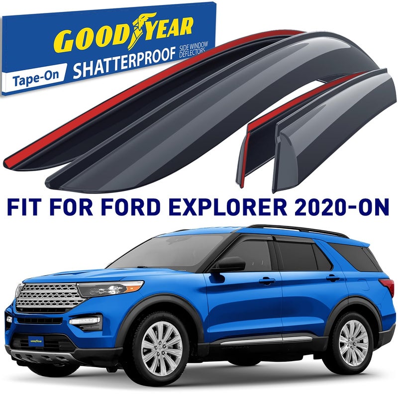 Goodyear Shatterproof Window Deflectors for Ford Explorer 2020-2026, Tape-on Rain Guards, Window Visors, Vent Deflector Visor,Car Accessories,4 pcs. - GY003263 - Image 2