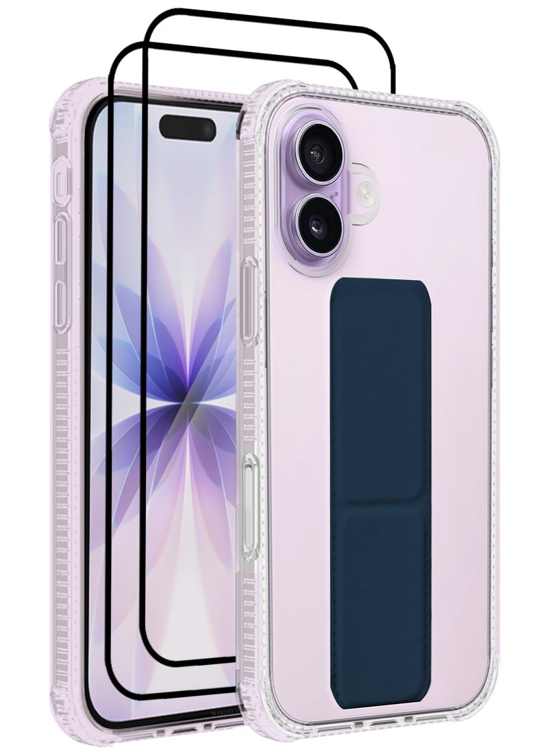 CATANES 3 Packs Finger Grip Clear Case Cover for iPhone 17- Kickstand Car Magnetic Holder Multi-function Protective Two-in-one Case with Two 3D Screen Protectors - Dark Blue - Image 1