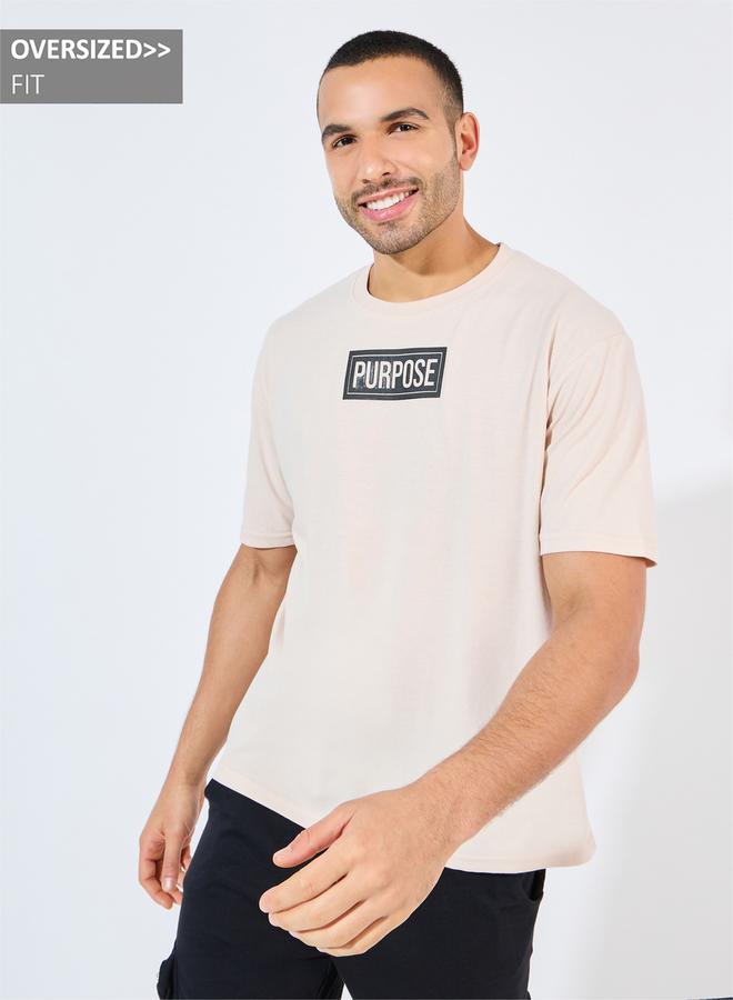 Styli Oversized Slogan Print Detail T-Shirt  - Image 1