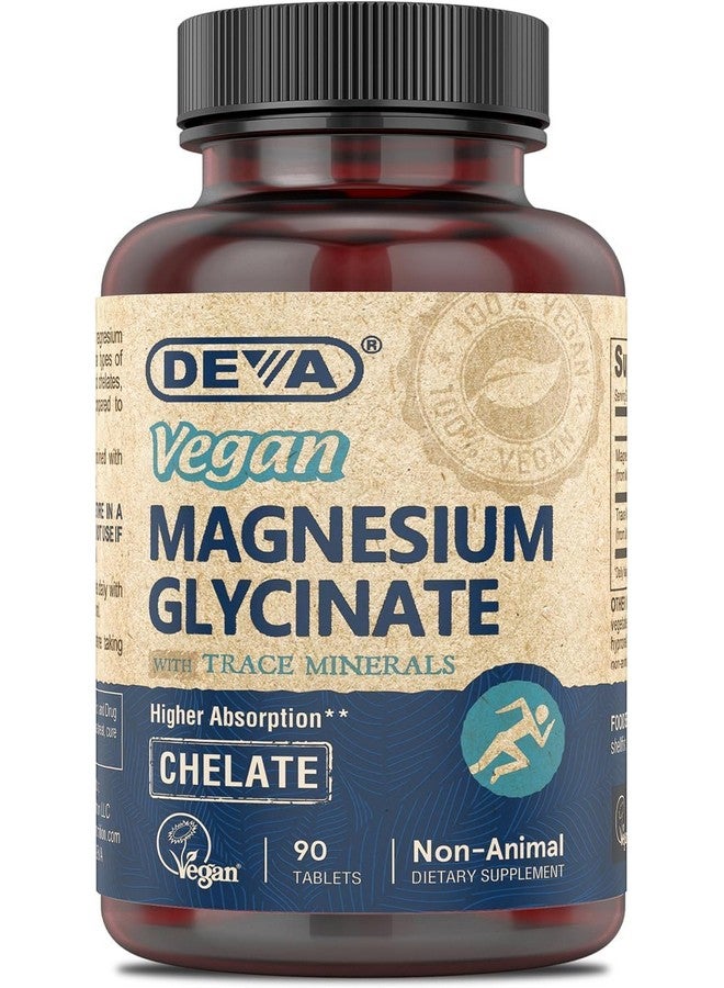 DEVA Vegan Magnesium Glycinate 300mg per serving with Trace Minerals, Higher Absorption, Chelated Magnesium, 90 Tablets - Image 1