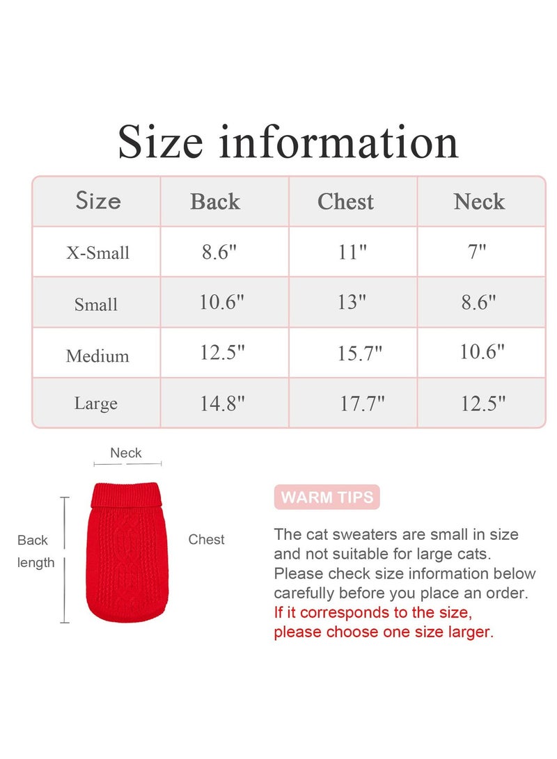 Y&D Cats Knitted Sweaters Turtleneck Sleeveless Cat Clothes Warm Winter Kitten Outfits for or Small Dogs in Cold Season Red M  - Image 3