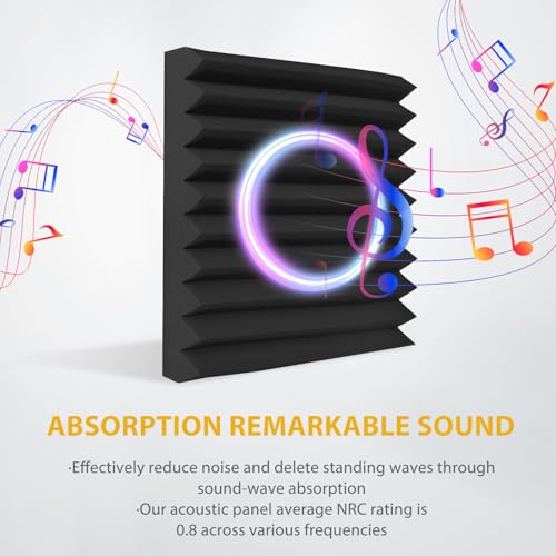 Saiqiang Acoustic Foam Panels 48 Pack 1" x 12"x 12" Saiqiang Black Soundproofing Panels Wedges for Wall Noise Absorbing and Sound-Damping Fire-Resistant Sound Proof for Studio, Gaming Room - Image 3