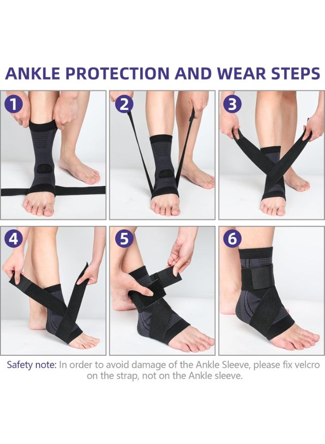 Adjustable Compression Ankle Brace for Men & Women - Strong Support for Sports Protection - Eases Swelling & Sprained Ankle Relief - Image 2