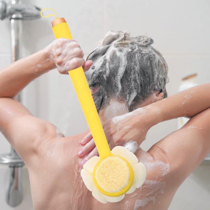🚽 فرشاة استحمام طويلة اليد لتنظيف الجسم والظهر بملمس مريح - Image 5
