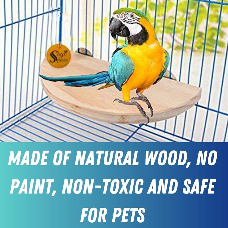 Sage Square منصة خشبية طبيعية شبه 8.5 بوصة - مكان مثالي وملعب لصديقك ذو الريش، يعزز الرفاهية البدنية والعقلية، ويخلق موطنًا طبيعيًا لطائرك المحبوب - Image 3