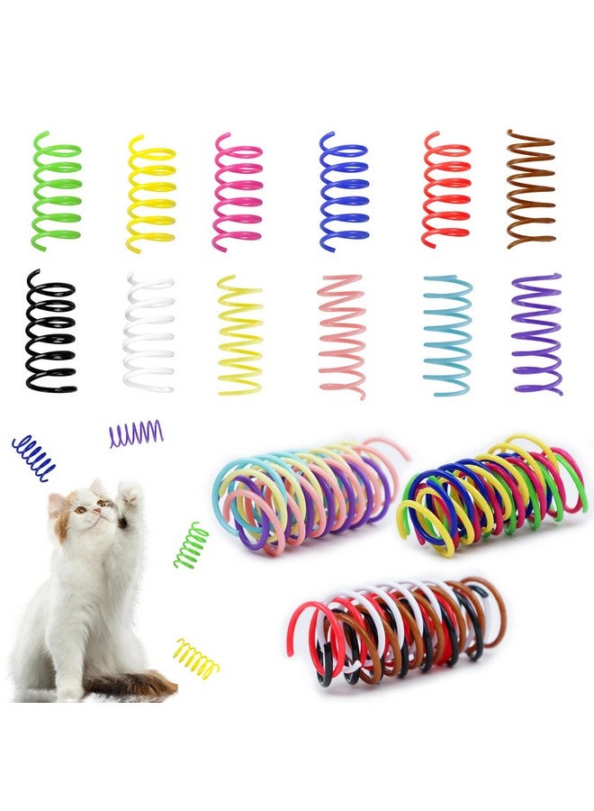 Andiker 12 Pcs Cat Spring Toys, Colorful Soft Sturdy Plastic Cat Spiral Toys with Great Elasticity Funny Interactive Cat Toys for Indoor Cats Kittens to Swat Bite Hunt (12 Pcs) - Image 1