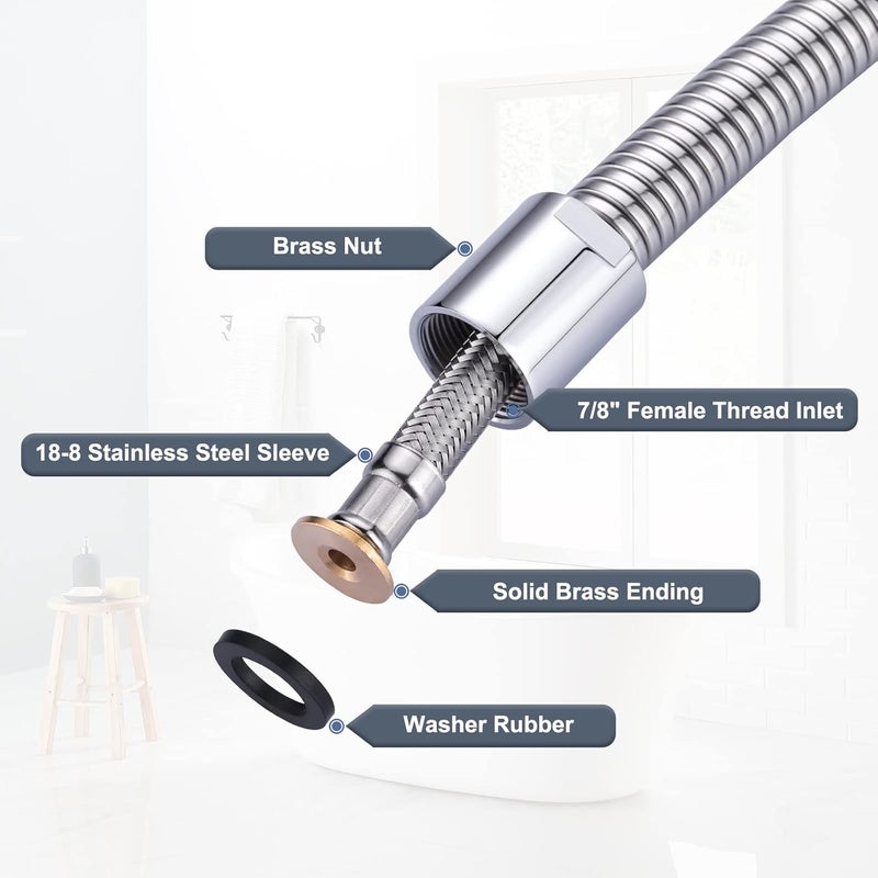 IVIGA 18.5" Commercial Sink Faucet Sprayer Hose, Pre-rinse Sprayer Hose for Commercial Kitchen Sink Faucet, 18.5 Inch Stainless Steel Flexible Hose Replacement Kit for Restaurant Industrial Dishwasher - Image 2