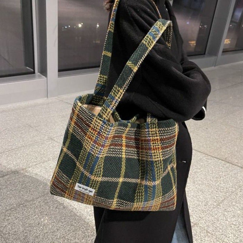 Popular Large Capacity Woolen Bag Women'S Casual All-Match Commuter Shoulder Canvas Bag Women'S Handbag - Image 5