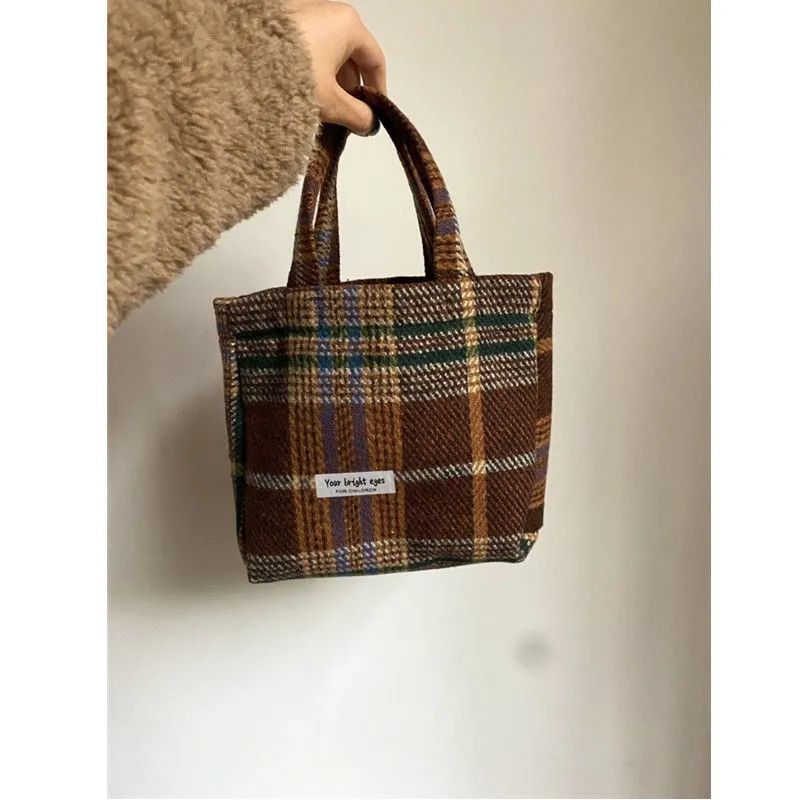 Popular Large Capacity Woolen Bag Women'S Casual All-Match Commuter Shoulder Canvas Bag Women'S Handbag - Image 1
