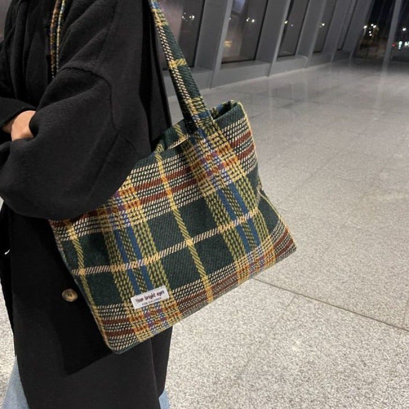 Popular Large Capacity Woolen Bag Women'S Casual All-Match Commuter Shoulder Canvas Bag Women'S Handbag - Image 3